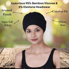 Chemo Hats Solid Sleep Cap Women's Bamboo Soft Headwear Cancer Cap Chemo Headwear Women Navy