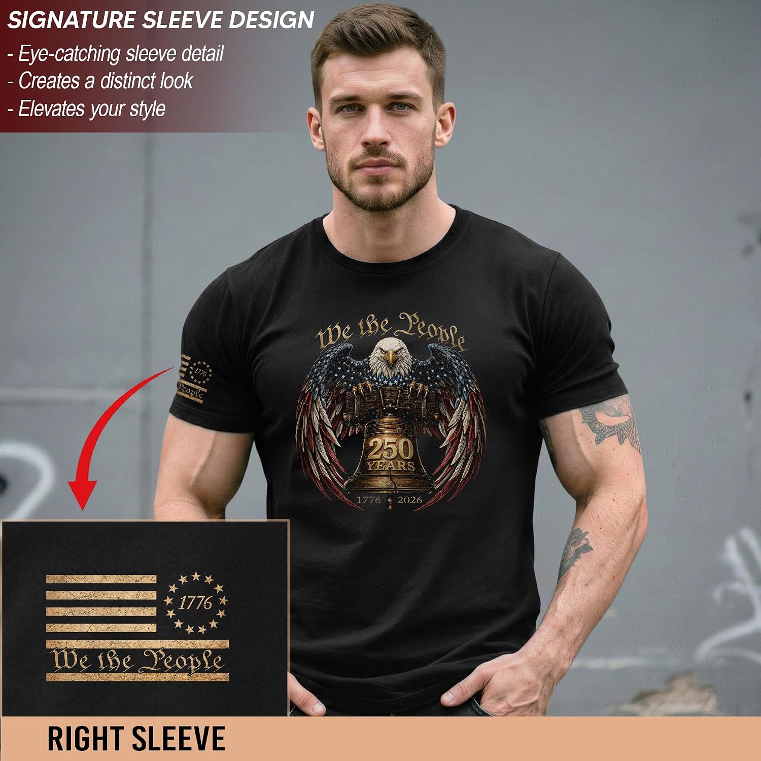 1776-2026 Anniversary Usa Shirt, Patriotic Graphic Men Shirt | Patriotic Graphic Tee Featuring Anniversary-Inspired Artwork, Heritage Details, Suitable For Holidays, Events, Casual Wear