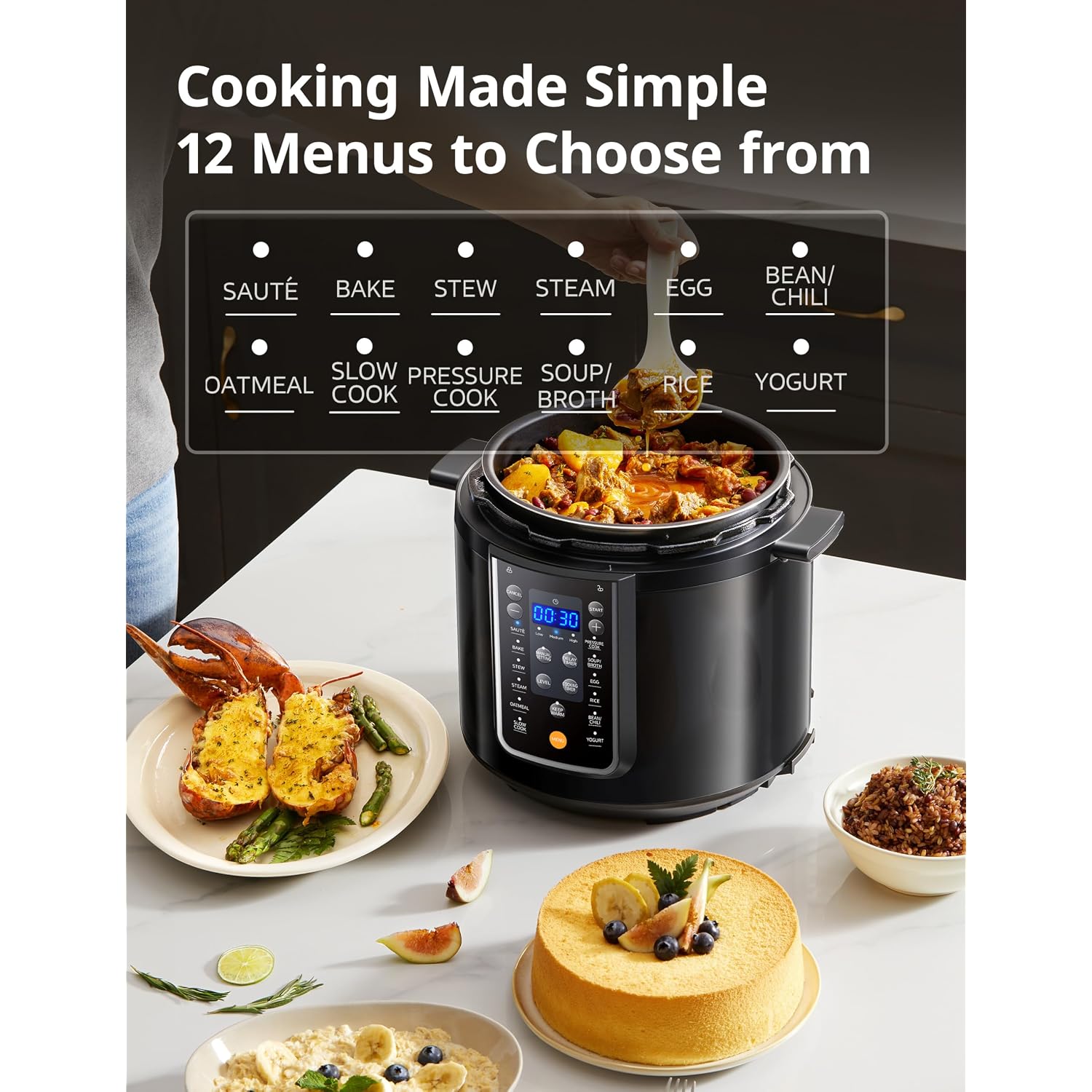 Comfee’ 12-In-1 Electric Pressure Cooker, Instant Multi, Non-Stick Pot, Yogurt Maker, Rice Cooker, Slow, Sauté Steamer, Pressure Cooker 6 Quart Black
