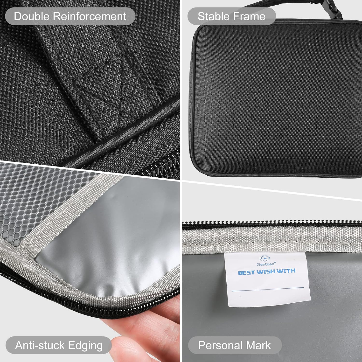 Genteen Lunch Box Kids, Insulated Lunch Bag Kids Boys Girls Back To School, Soft Lunch Box For Men Reusable Lunchbox For Office,Outdoor,School (Black)