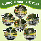 1.5W Solar Fountain, Solar Water Fountain With 6 Nozzles, Solar Water Pump Floating Fountain For Bird Bath, Pond, Garden, Pool, Fish Tank