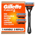 Gillette Fusion5 Men's 5-Blade Razor, 1 Razor Handle, 3 Blade Refills