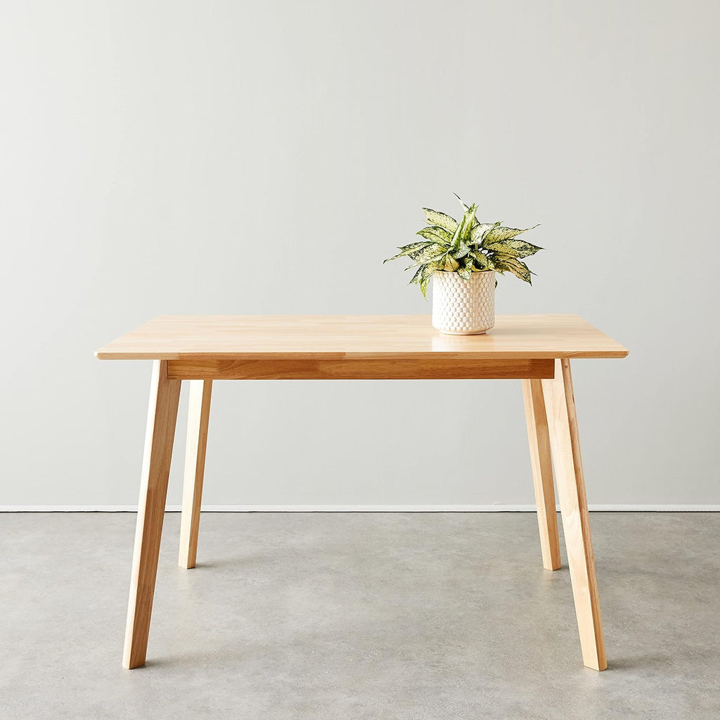 Amazon Basics Fsc Certified Sturdy Solid Wood Rectangular Dining Table, Easy Assembly, Kitchen Table, 29.5"D X 47.2"W X 29.5"H, Natural Wood