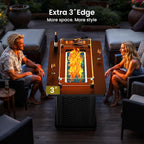 43-Inch Rectangular Propane Fire Pit With 60,000 Btu Output, Fire Pit Table Premium Gas For Outside Patio With 304 Stainless Steel H-Burner, Glass Stones, And Wind Guard,Black