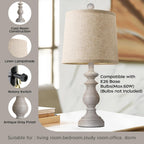 Traditional Table Lamp Set Of 2, Rustic Farmhouse Table Lamps For Living Room Bedroom, 22" Bedside Desk Lamps Vintage Nightstand Lamps With Linen Shades, Antique Grey