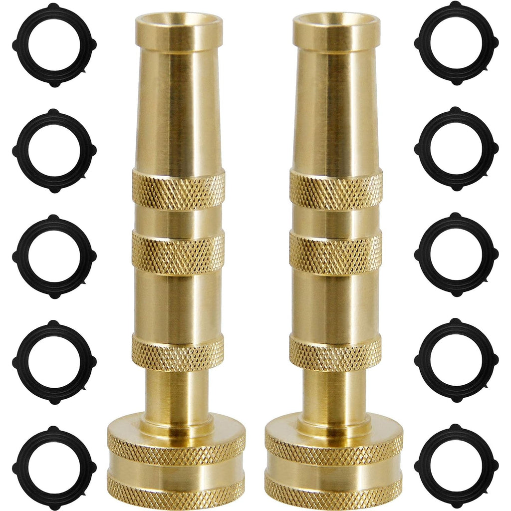 Triumpeek Solid Brass Hose Nozzle, 2 Pack 4" Heavy Duty Brass Garden Hose Nozzle With 10 Rubber Washers
