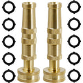 Triumpeek Solid Brass Hose Nozzle, 2 Pack 4" Heavy Duty Brass Garden Hose Nozzle With 10 Rubber Washers