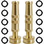 Triumpeek Solid Brass Hose Nozzle, 2 Pack 4" Heavy Duty Brass Garden Hose Nozzle With 10 Rubber Washers
