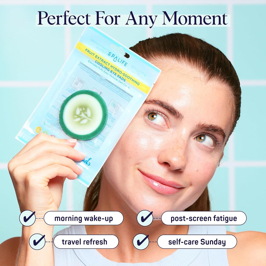 Spalife Cooling Cucumber Eye Pads | Spa Gifts & Korean Dark Circles & Puffy Eyes Treatment | Nourishing Cucumber Eye Pads | Eye Mask For Puffy Eyes Daily Depuffing Eye Patches | 4 Packs Of 12