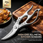 Mad Shark Heavy Duty Poultry Shears, Kitchen Shears With Non-Slip Handle & Safety Lock, All Purpose Kitchen Scissors For Chicken, Meat Cutting, Turkey, Fish, Vegetables, Spring Loaded, Dishwasher Safe