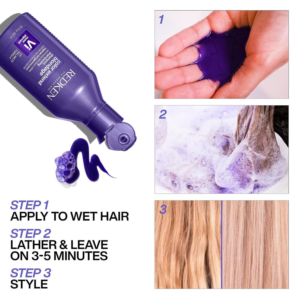 Redken Blondage Purple Shampoo For Blonde, Bleached Or Highlighted Hair - Neutralizes Brassy Tones With Salicylic Acid, Color Depositing