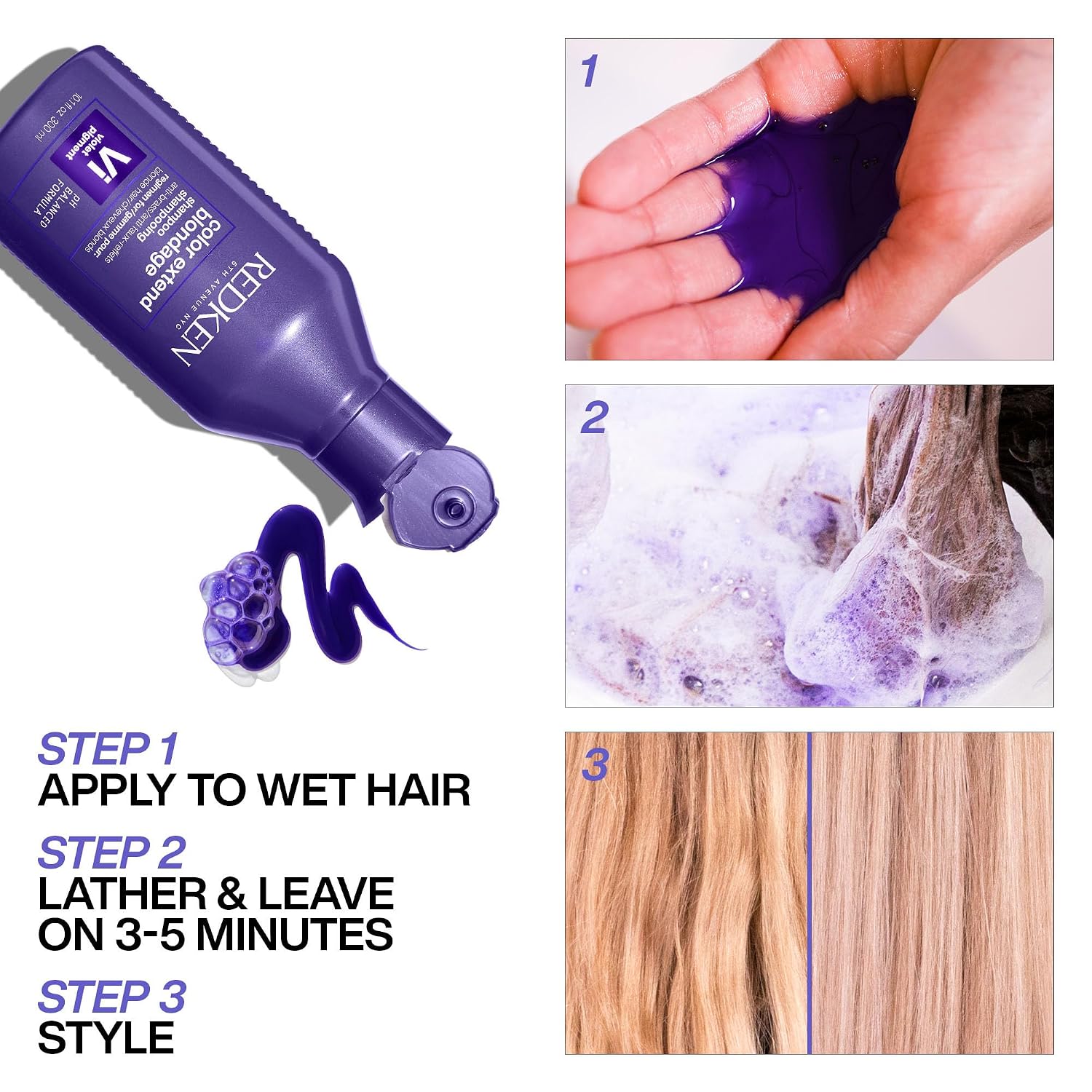 Redken Blondage Purple Shampoo For Blonde, Bleached Or Highlighted Hair - Neutralizes Brassy Tones With Salicylic Acid, Color Depositing