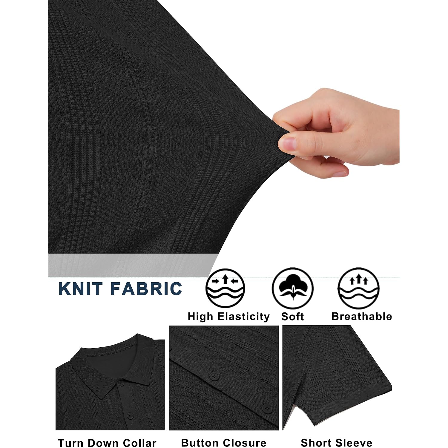 Coofandy Men'S Knit Button Down Shirts Short Sleeve Polo Shirt Casual Vacation Summer Beach Shirts