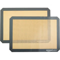 Amazon Basics Silicone Rectangular Baking Mat, Non-Stick, Reusable, Dishwasher Safe, Food Safe, Heat Resistant, 16.5" X 11.6", Beige/Gray, 2-Pack