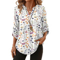 XIEERDUO 3/4 Length Sleeve Womens Tops V Neck T Shirts Both Side Buttons Blouses Business Casual Outfits Loose Fit