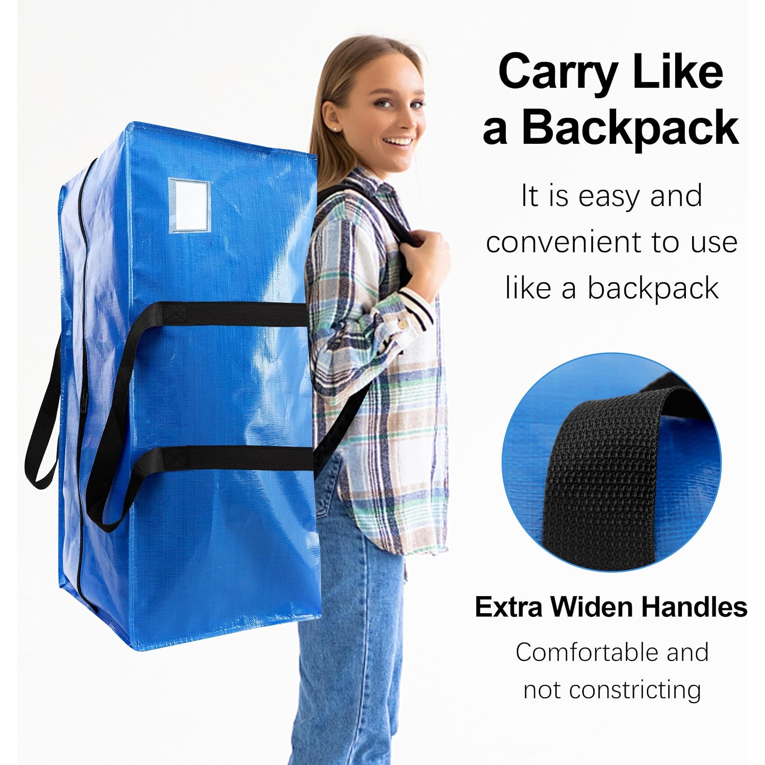 Heavy Duty Extra Large Moving Bags W/Backpack Straps - Strong Handles & Zippers, Storage Totes For Space Saving, Fold Flat, Alternative To Box And Bin (Set Of 6, Multicolor)