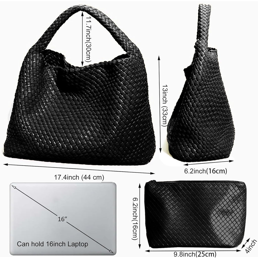 Geelyda Woven Tote Bag for Women with Purse, Fashion Shoulder Hobo Underarm Bags, Large Woven Handmade Work Commuter Day Bags