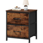 Sweetcrispy Nightstand Set Of 2 With 2 Storage Drawers, Small Bedside Table | Storage Organizer For Bedroom, Nightstand With Wooden Top, Fabric Cabinet, End Table Furniture, Dresser For Closet