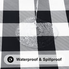 Smiry Rectangle Picnic Table Cloth, Elastic Waterproof Fitted Vinyl Tablecloths, Flannel Backed Buffalo Plaid Table Covers for Dining, Camping, Outdoor (Black and White, 30" x 72")