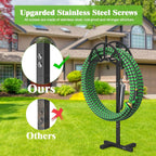Mr Ironstone Garden Hose Holder Freestanding With 4 Spikes, Upgraded Water Hose Holder With Stainless Steel Screws, Heavy Duty Hose Stand Holds (Black)