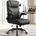 Office Chair, Ergonomic Big And Tall Computer Desk Chairs, Executive Breathable Leather Chair With Adjustable Flip-Up Armrests, Lumbar Support Swivel Pc Chair With Rocking Function,Matte Black