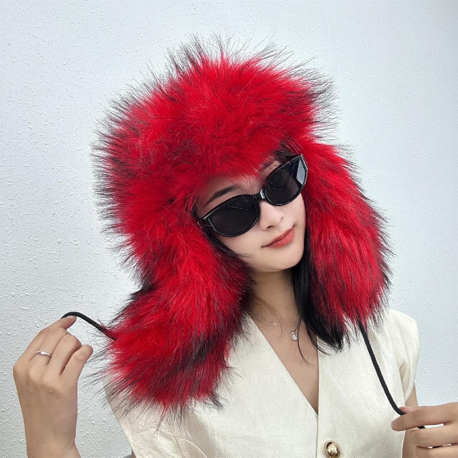 Y2K Faux Fur Russian Hat, Soft, Warm Winter Trapper Hat with Earmuffs for Men and Women