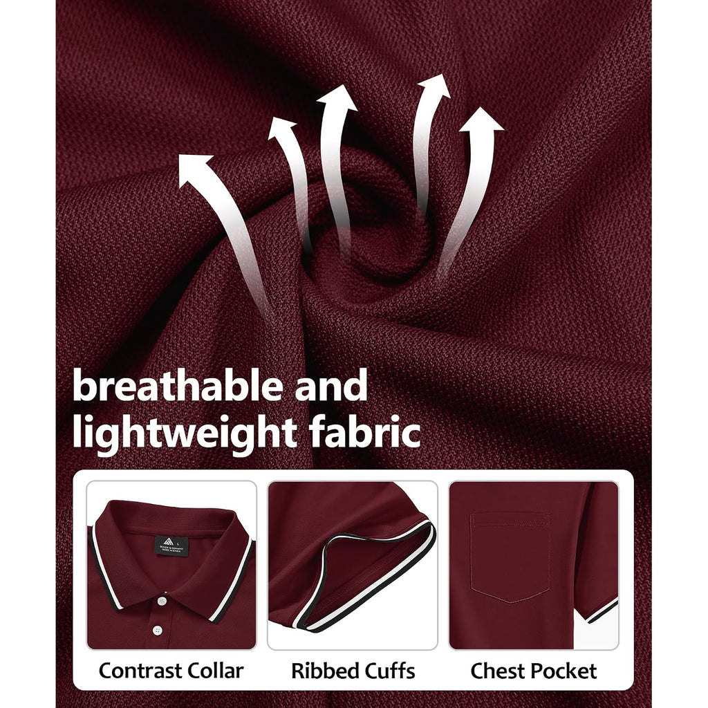 Swisswell 5 Pack Mens Polo Shirts Short Sleeve With Pocket Performance Golf Polos For Men Casual Collared Athletic T-Shirt