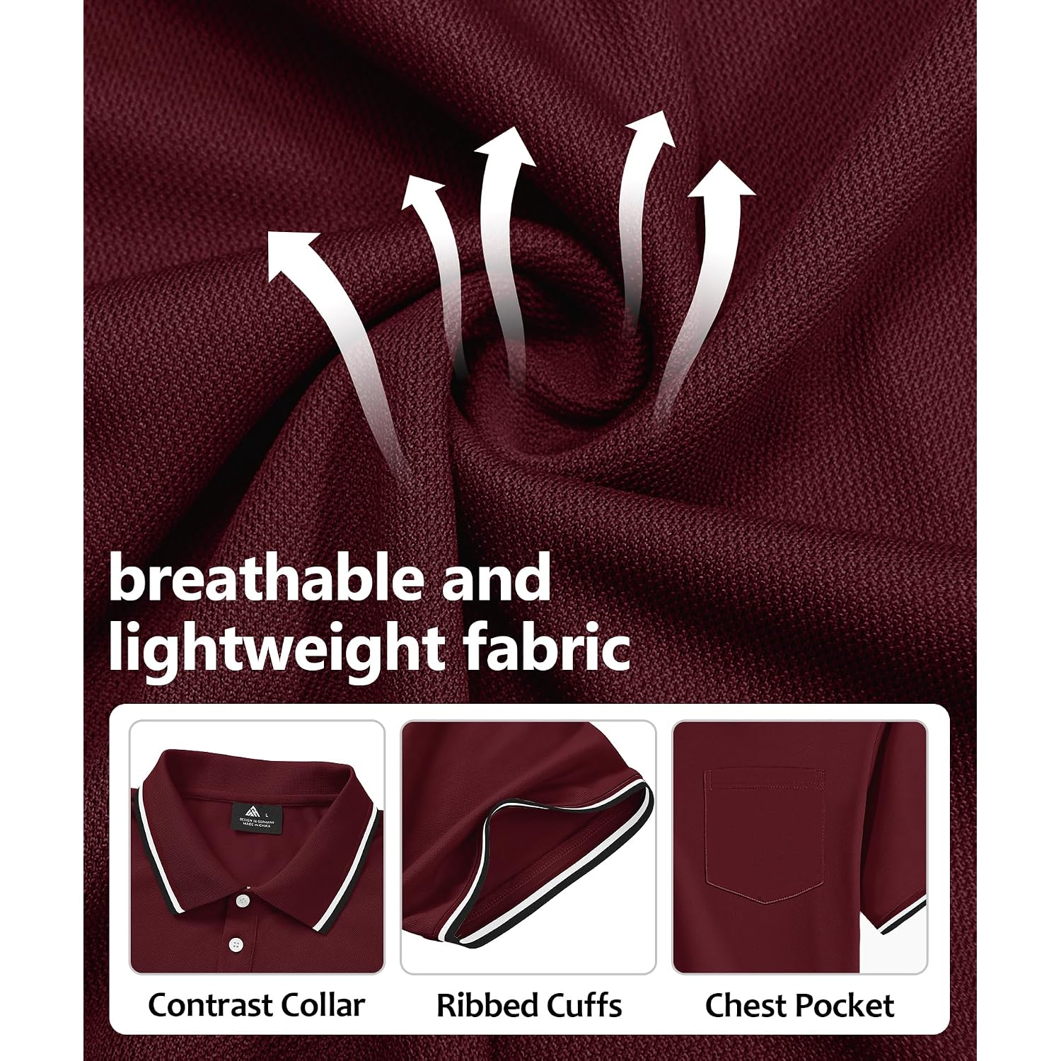 Swisswell 5 Pack Mens Polo Shirts Short Sleeve With Pocket Performance Golf Polos For Men Casual Collared Athletic T-Shirt