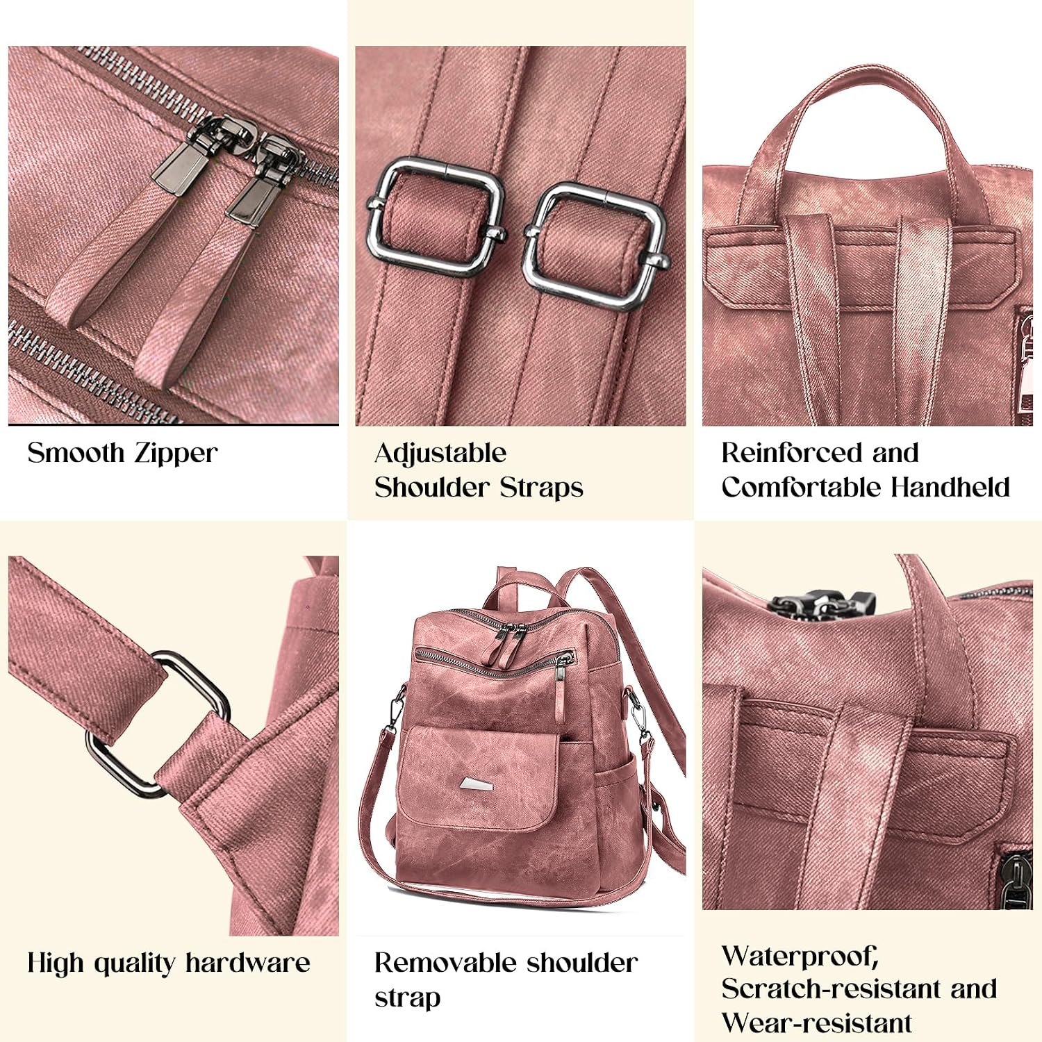 Backpack Purse For Women, Women Backpack Purse Small Leather Waterproof Anti-Theft Shoulder Bags Handbags Ladies