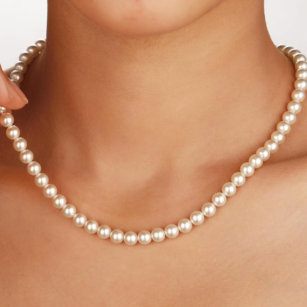 Ritach Mothers Day Gifts for Mom Daughter Wife - Real Gold Plated Pearl Necklaces for Women Dainty Round Drop Pearl Necklace Layered Gold Necklace for Women Teen Girl Bridesmaid Wedding Birthday Gifts