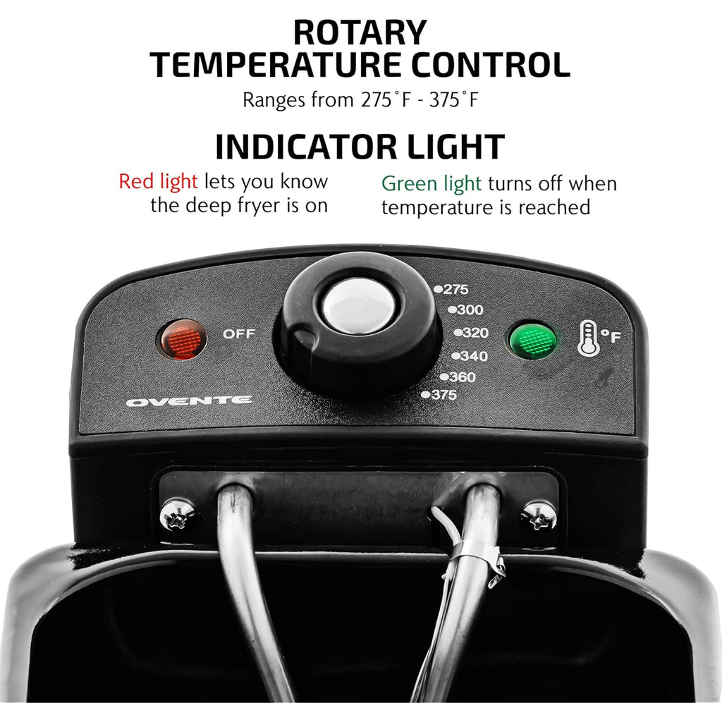 OVENTE Electric Deep Fryer 2 Liter Capacity, 1500 Watt Lid with Viewing Window and Odor Filter, Adjustable Temperature, Removable Frying Basket and Easy to Clean Stainless Steel Body, Silver FDM2201BR