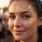 Zonon 20 Sheets Gold Glitter Freckles Face Tattoo Sparkle Face Makeup Patches Metallic Tattoo Sticker Waterproof Temporary Body Tattoos Stickers For Women Makeup Country Concert Music Festival