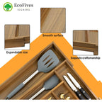 Luxury Acacia Kitchen Drawer Organizer - Silverware Organizer - Utensil Holder And Cutlery Tray With Grooved Drawer Dividers For Flatware And Kitchen Utensils (8 Slot), 17*12.4*2 Inch