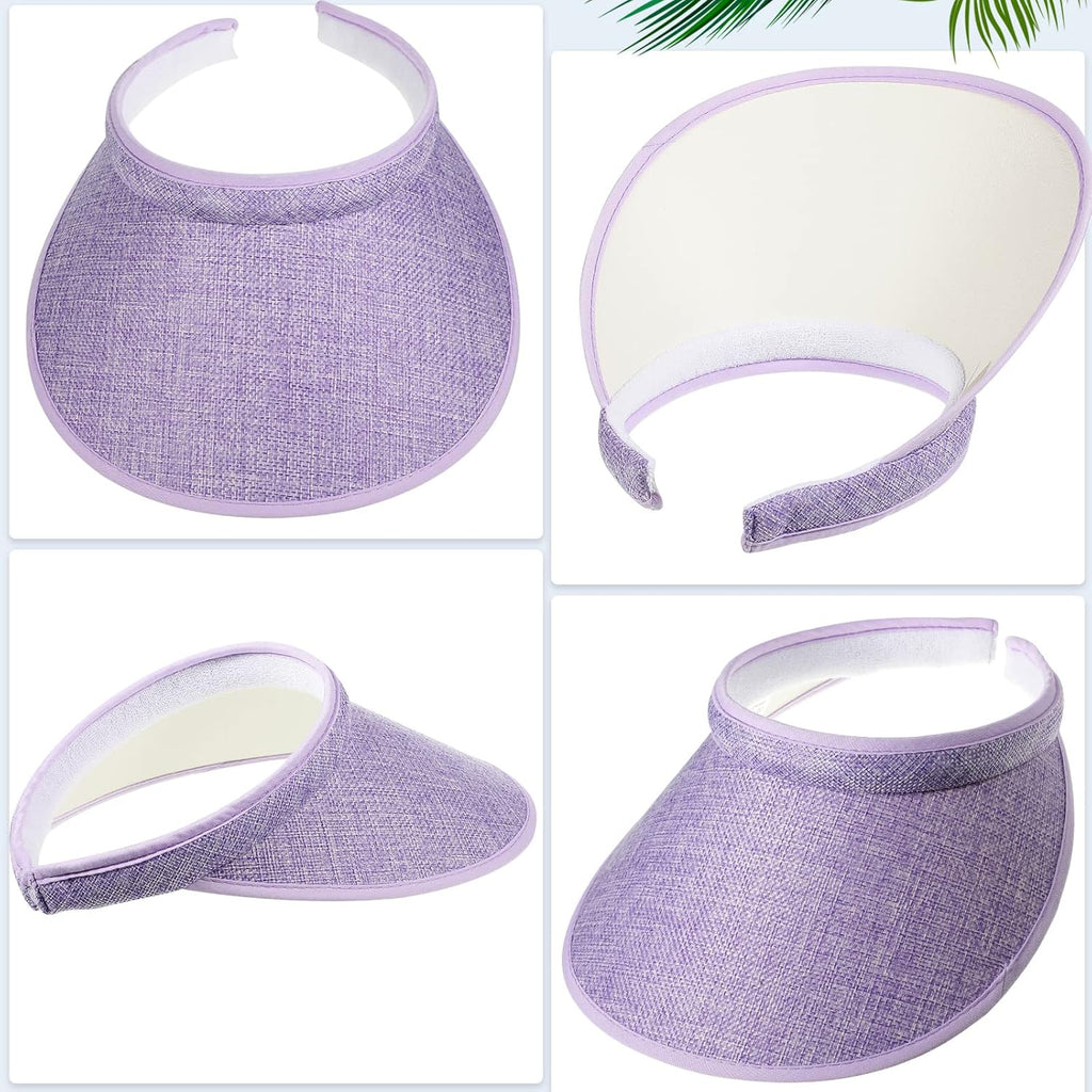 Jiuguva Sun Visor for Women Wide Brim Golf Clip on Visor Hat Adjustable Large Beach Cap for Men Women Travel Sport