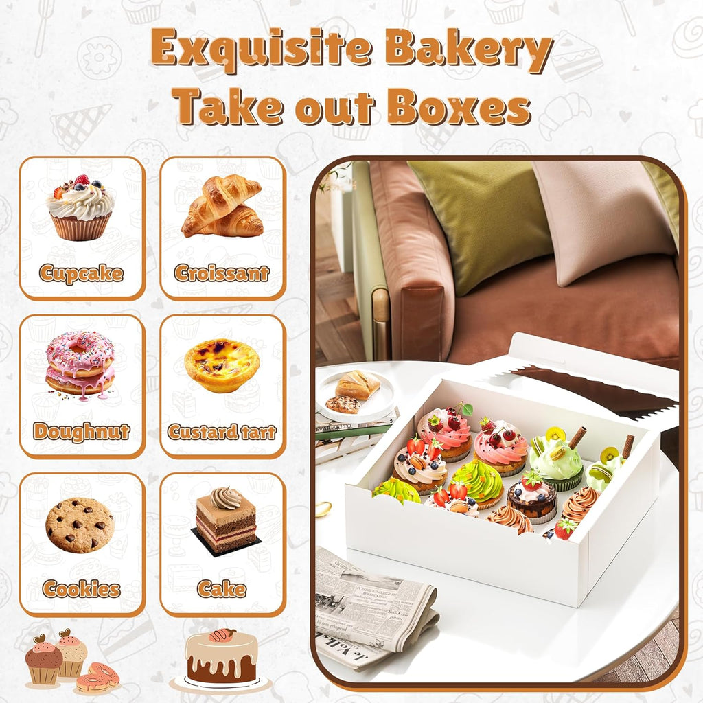 RYDDOY 4 Pack Cupcake Boxes, Hold 12 Standard Cupcakes, Cupcake Containers with Window and Inserts, High Grade Cupcake Holder, for Birthday Holiday Party, Supplies for Cupcakes, Desserts and More