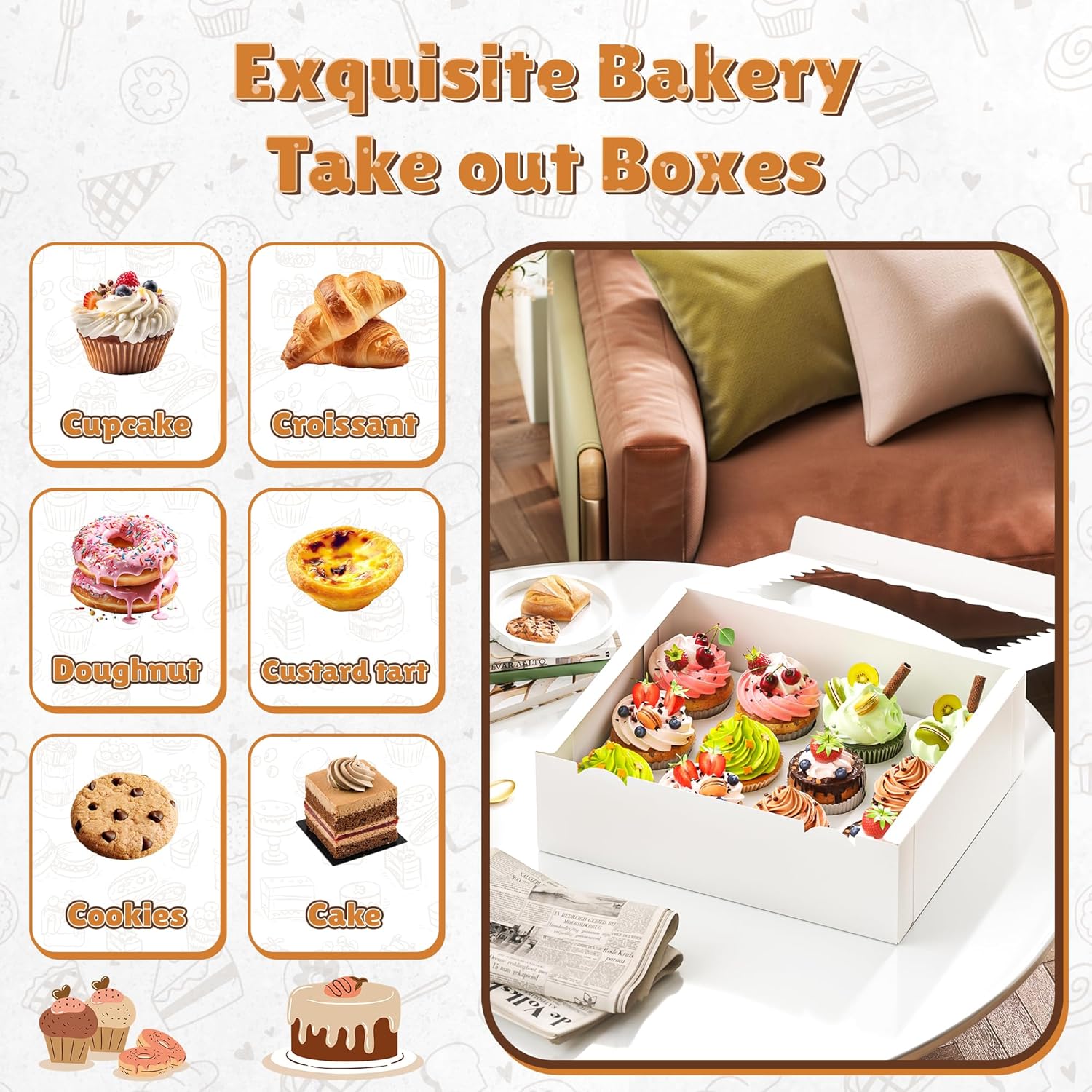 RYDDOY 4 Pack Cupcake Boxes, Hold 12 Standard Cupcakes, Cupcake Containers with Window and Inserts, High Grade Cupcake Holder, for Birthday Holiday Party, Supplies for Cupcakes, Desserts and More