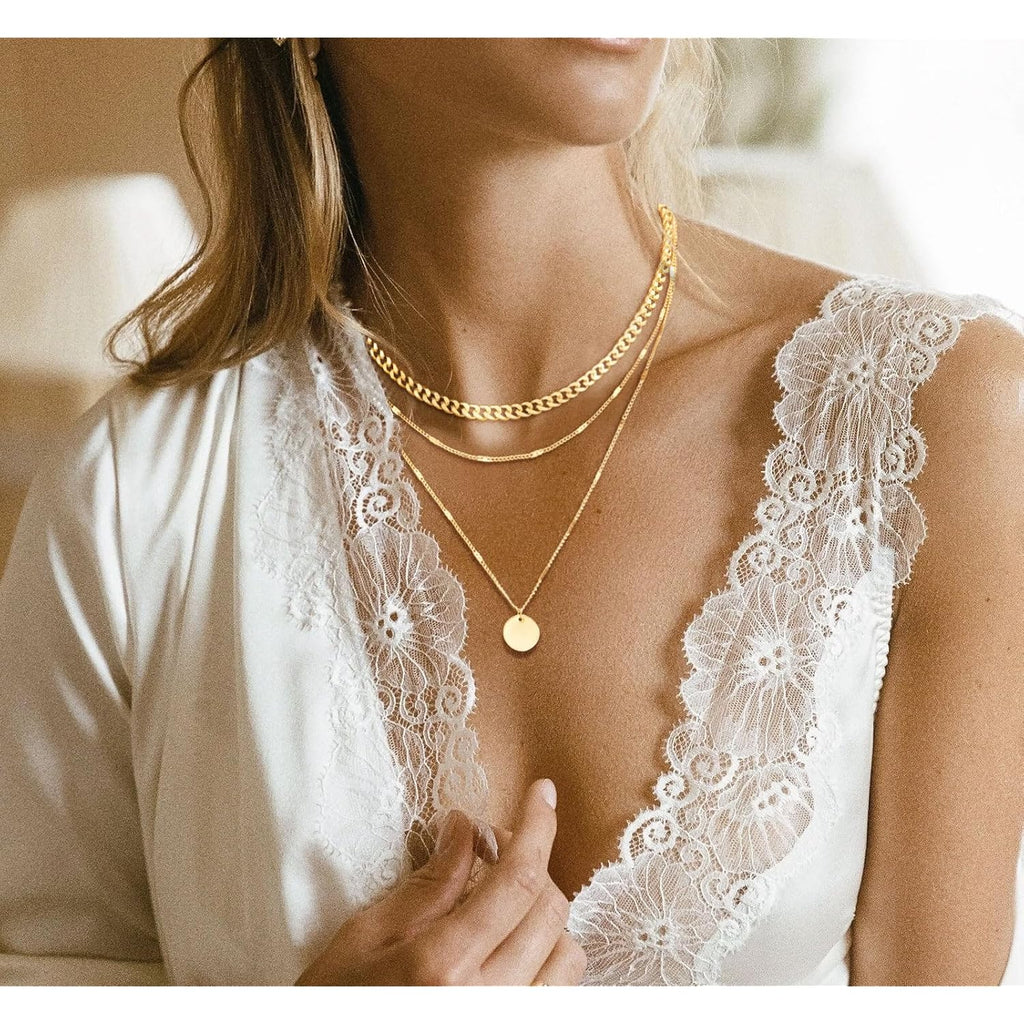 14K Gold Plated Layering Necklaces For Women Gold Necklace Set, Cuban Link, Snake Chain, Paperclip Layered Chains, Twisted Rope and Twisted Chain, Trendy Layering Necklace