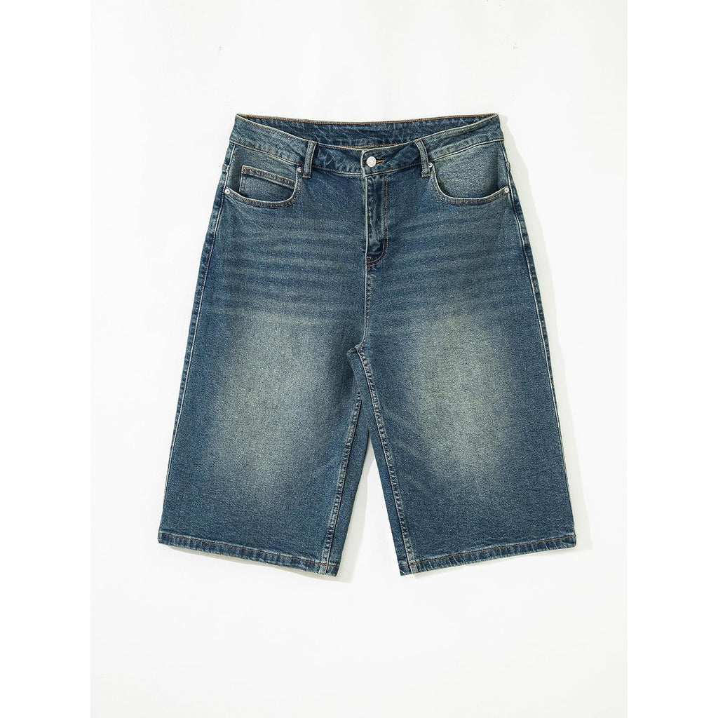 Jmierr Mens Baggy Jeans Wide Leg Loose Fit Denim Shorts Streetwear Below Knee Jorts