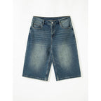 Jmierr Mens Baggy Jeans Wide Leg Loose Fit Denim Shorts Streetwear Below Knee Jorts