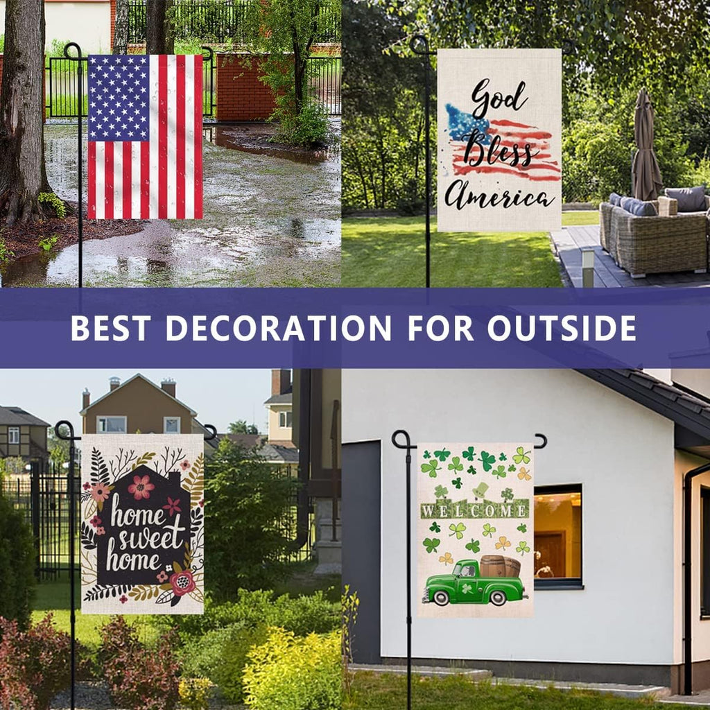 Garden Flag Stand, Thickened Pole Sturdy Straight Premium Metal Yard Flag Holder Weather-Proof Flagpole Seasonal Garden Flag, Christmas Garden Flag, Outdoor Decor Decoration
