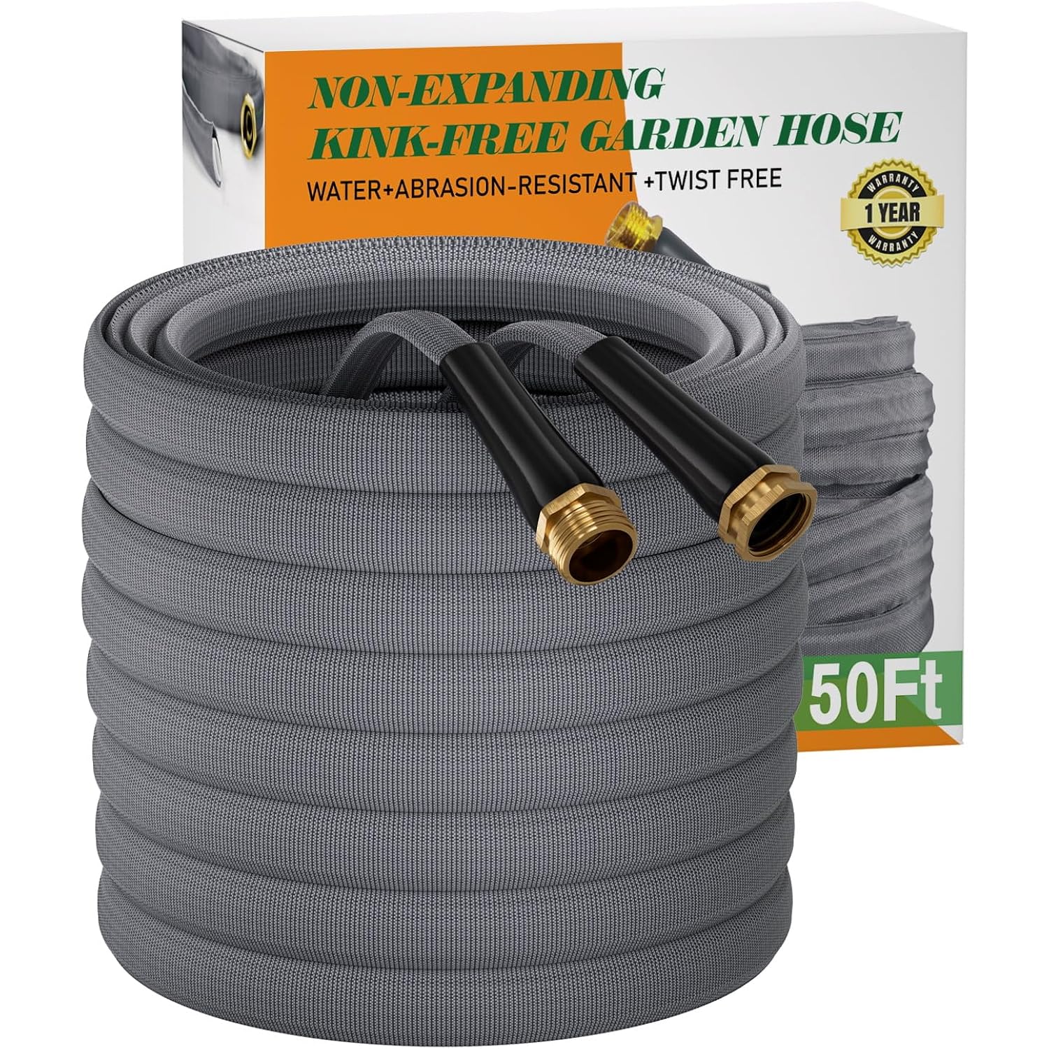Garden Hose 50 Ft, Non-Expanding Water Hose, Ultra-Light & Flexible, Burst-Resistant, Kink-Free, High-Pressure Garden Hose All-Weather Use For Lawns, Gardens, And Outdoor Cleaning