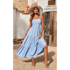 Prettygarden Women'S Summer Maxi Dress 2026 Casual Boho Sleeveless Spaghetti Strap Smocked Tiered Long Beach Sundresses