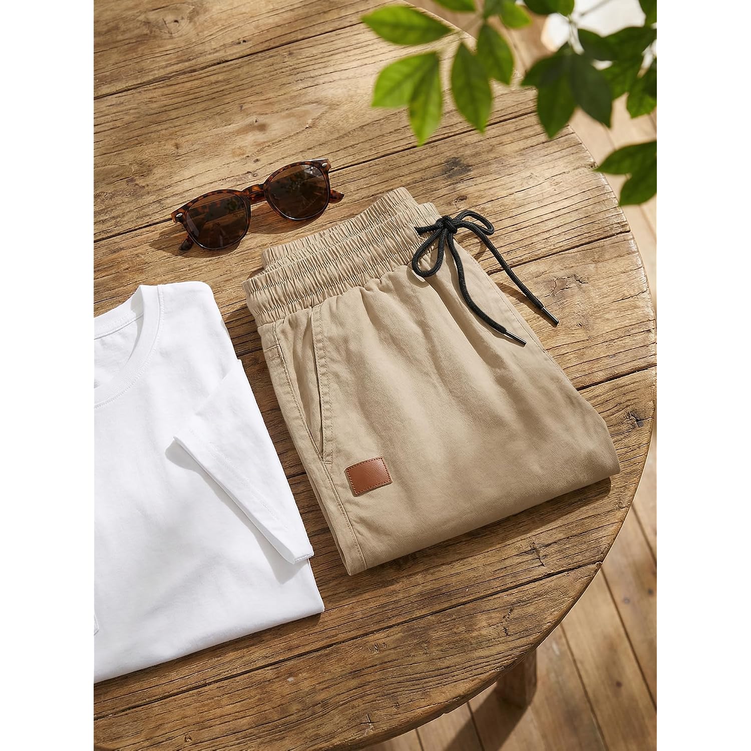 Jmierr Mens Cotton Stretch Shorts Casual Drawstring Twill Chino Shorts | Drawstring Waist, Phone Pockets, Golf, Summer Beach Cruise Outfits, Machine Wash
