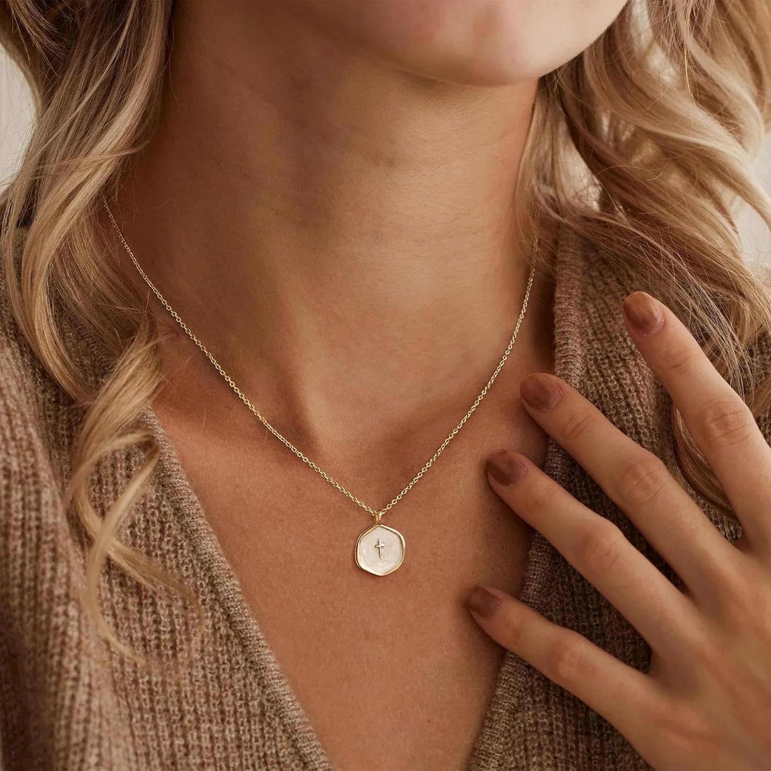 Mom Necklace for Women Tiny Cross Pendant Necklace Gold Plated Mothers Day Birthday Christmas Jewelry Gifts for Mom