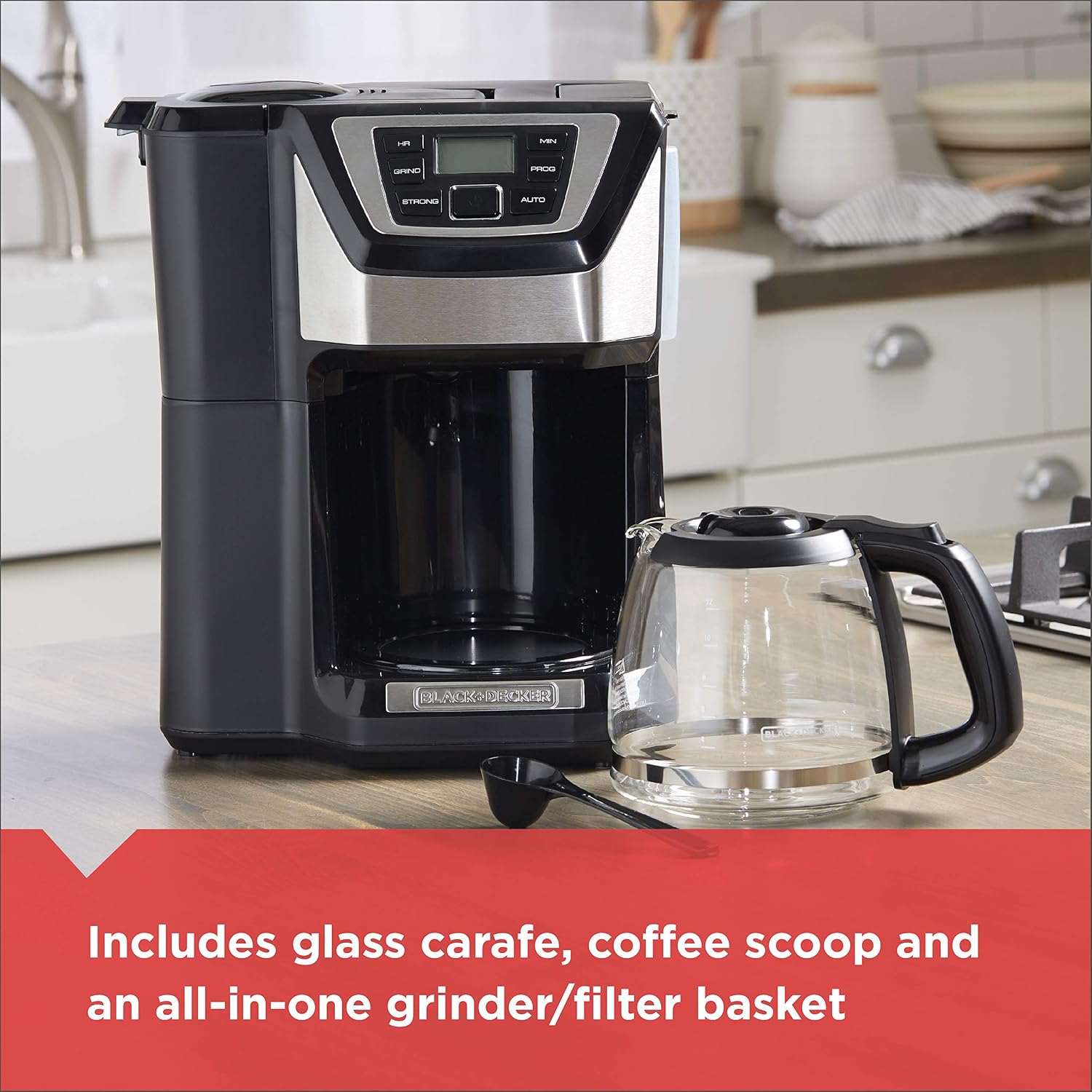 Black And Decker Black+Decker 12-Cup Mill And Brew Coffeemaker, Black, Cm5000B