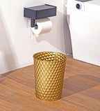 Venalys Small Metal Trash Can Wastebasket, Decorative Honeycomb Garbage Can Waste Basket, Modern Farmhouse Round Trash Bin For Bathroom, Bedroom, Kitchen And Office (Gold)