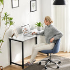 Sweetcrispy 32-Inch Small Computer Desk For Bedroom, Modern White | Gaming Writing Work And Study Desk For Home Office, Sturdy Metal Frame And Compact Modern Design With X-Shaped