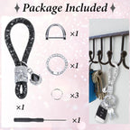 Crystal Bling Car Keychain, Car Key Chain Glitter Key Ring, Rhinestone Keychain Ring Strap