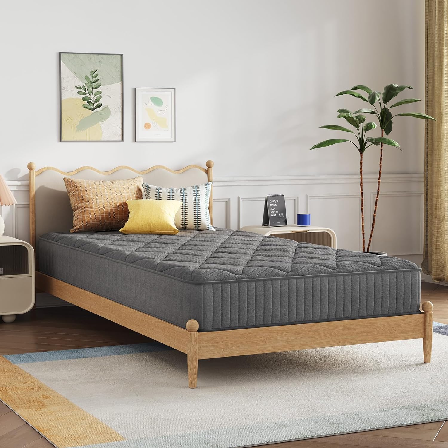 Novilla 8 Inch Twin Size Mattress,Twin Hybrid Mattress for Kids with Pocketed Coils & Gel-Infused Memory Foam for Back Pain Relief & Contour Support Mattresses in a Box CertiPUR-US Certified