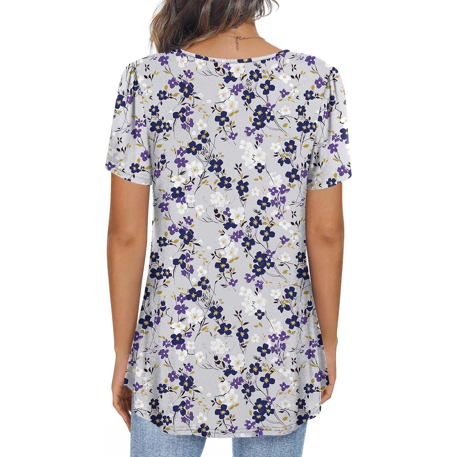 Anymiss 2026 Womens Spring Tunic Tops Summer Casual Loose Fit Short Sleeve T Shirts M-3XL